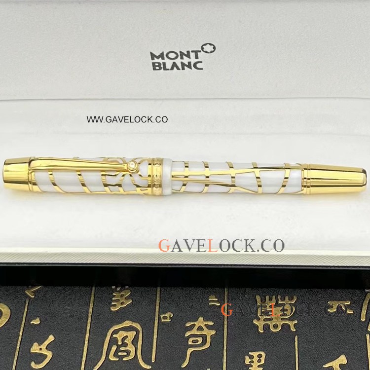 Luxury Mont blanc Meisterstuck Special Edition Rollerball Gold White
